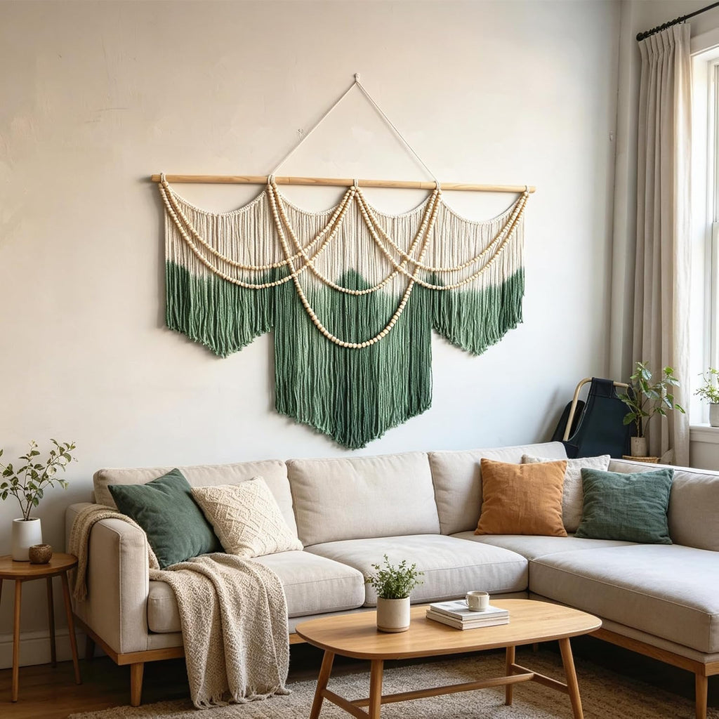 Green Tie-Dye Large Macrame Wall Hanging