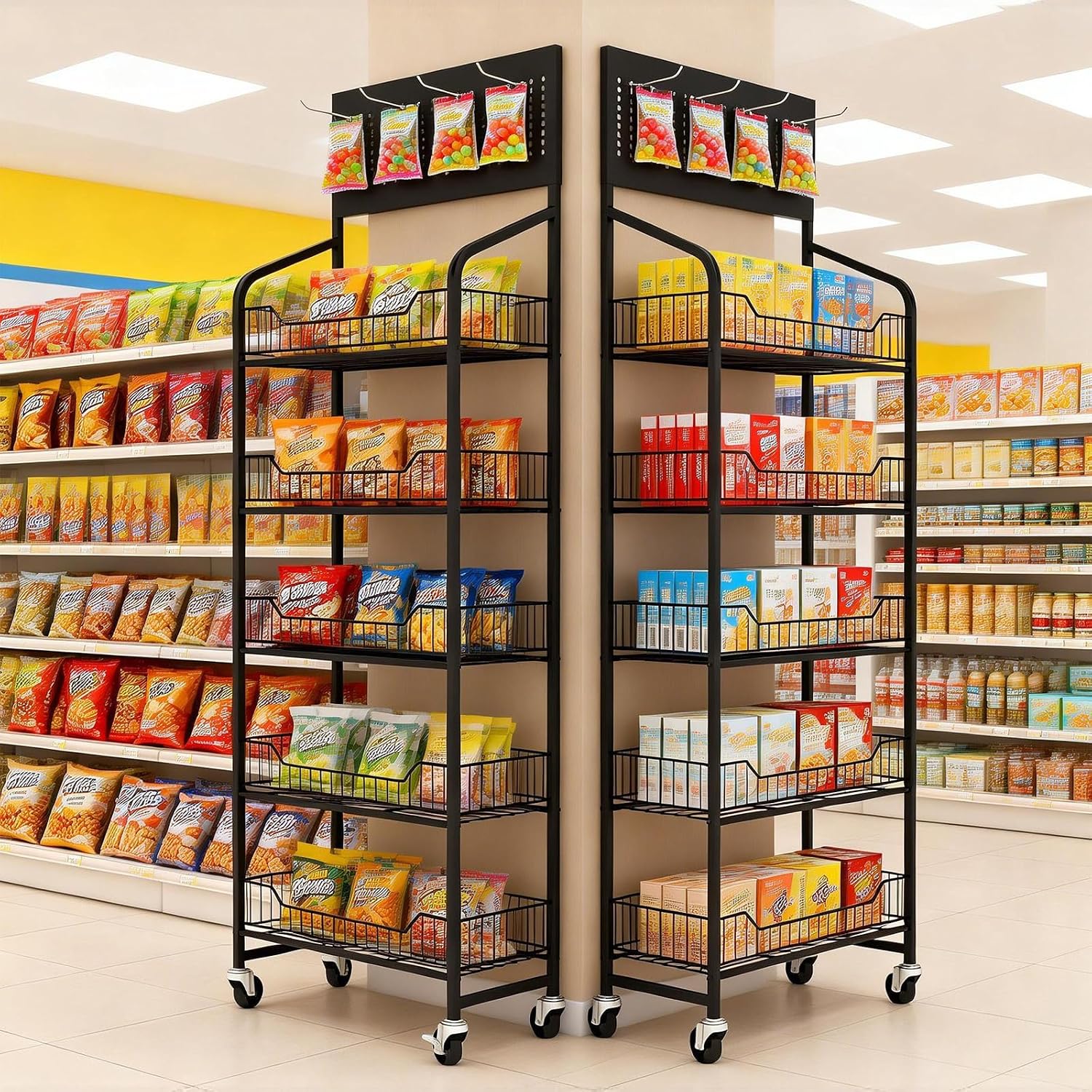 5-Tier Metal Retail Snack Display Rack
