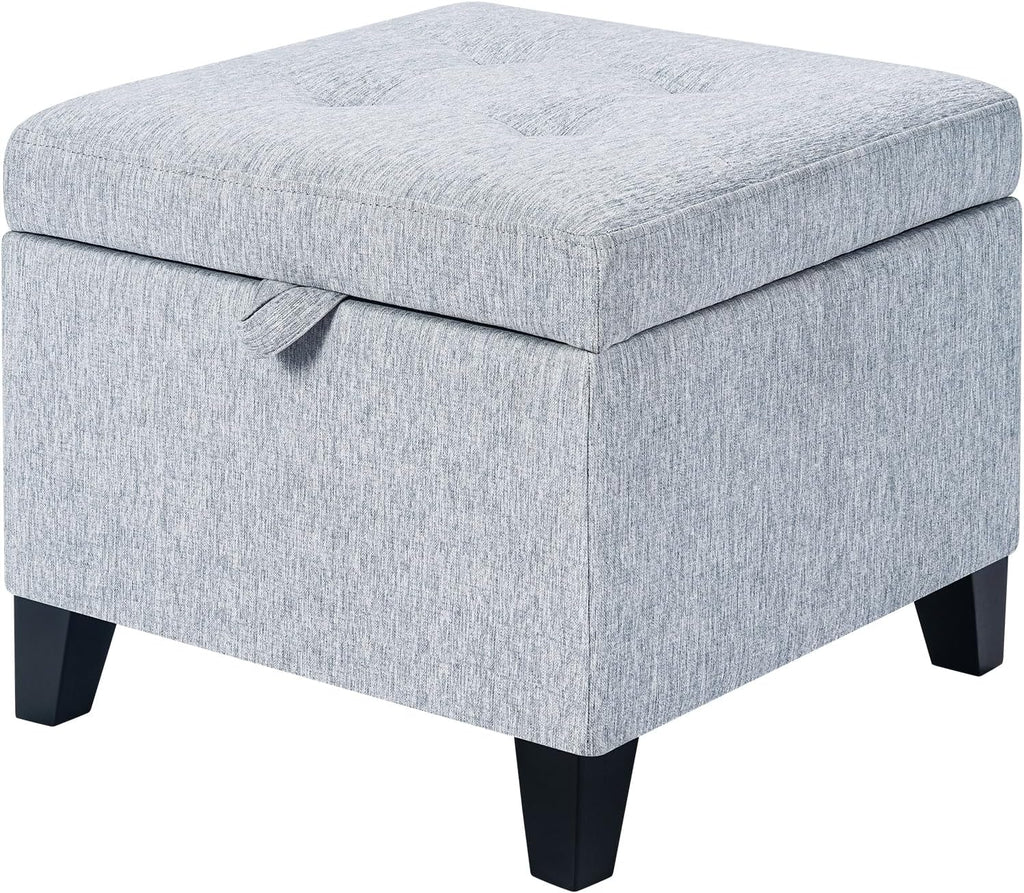 Ice Grey Linen Storage Ottoman