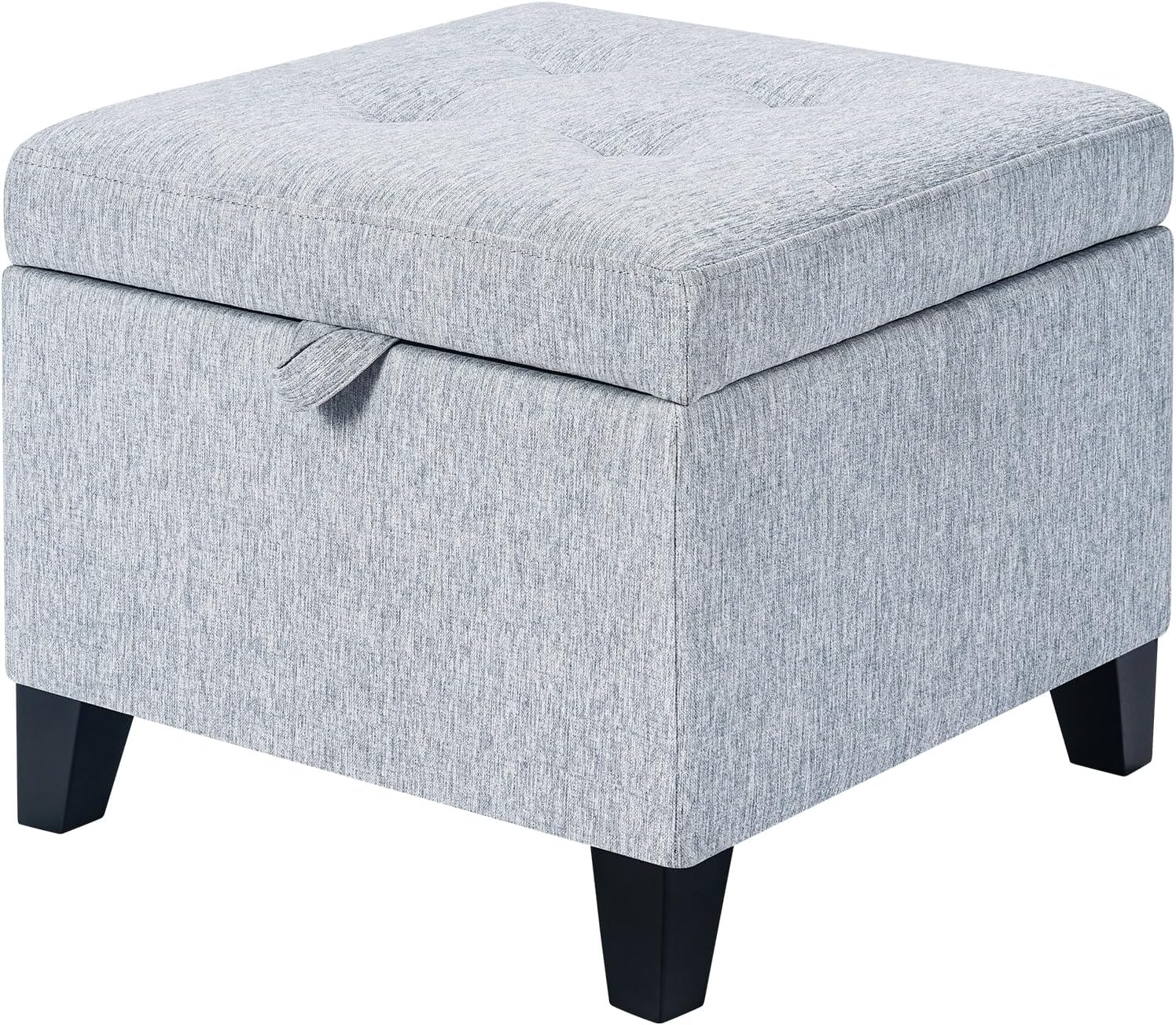 Ice Grey Linen Storage Ottoman