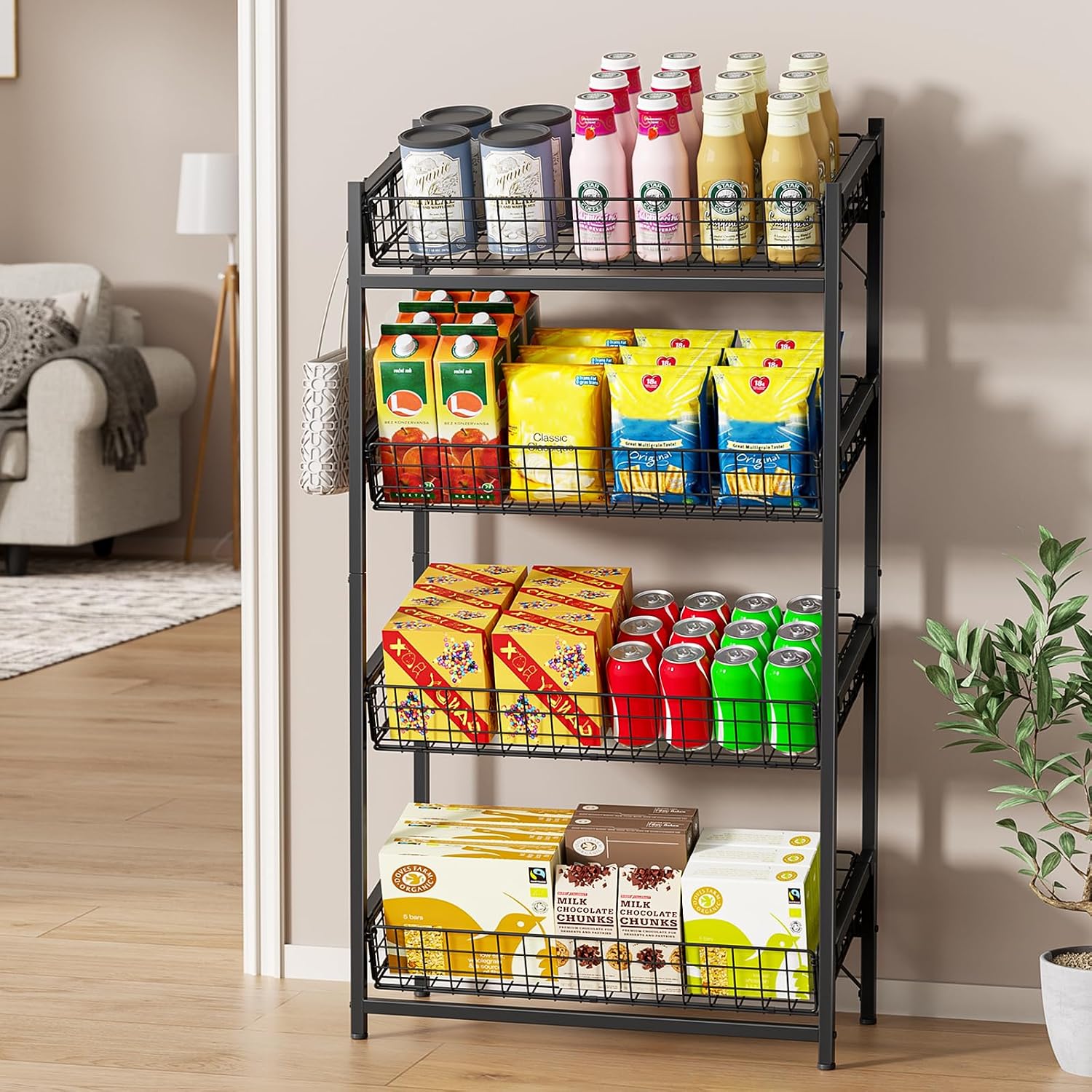 4-Tier Metal Snack Display Rack