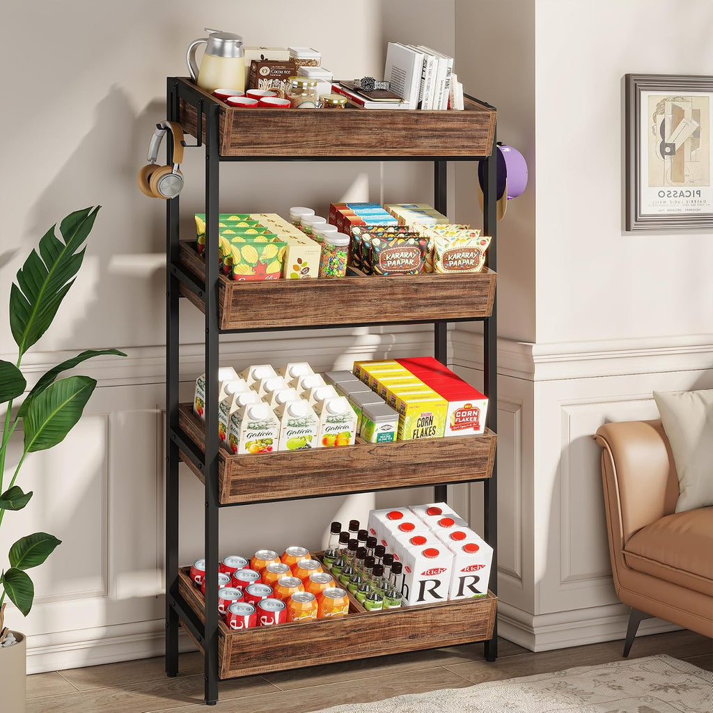 4-Tier Hooked Snack Display Rack