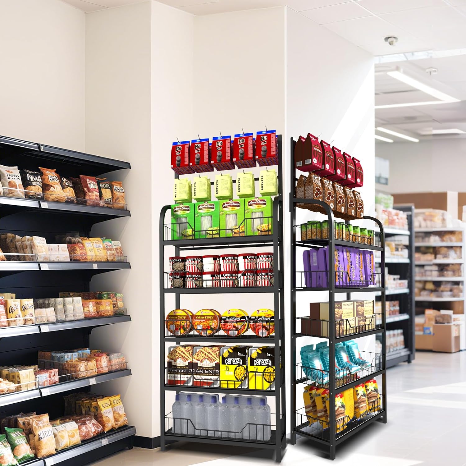 5-Tier Hooked Retail Snack Display Rack