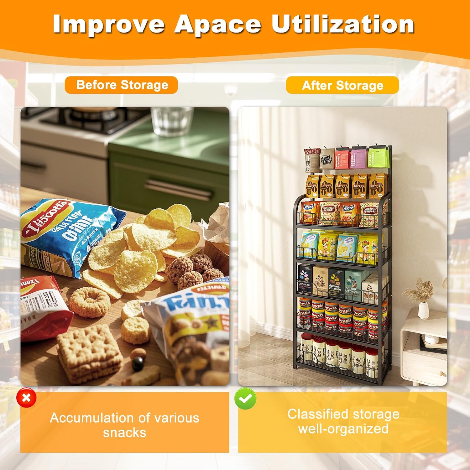 5-Tier Hooked Retail Snack Display Rack