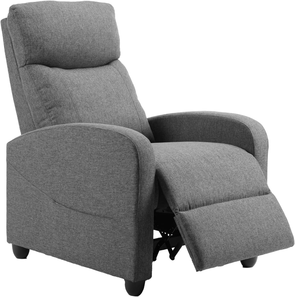 Gray Fabric Home Theater Recliner Sofa Chair