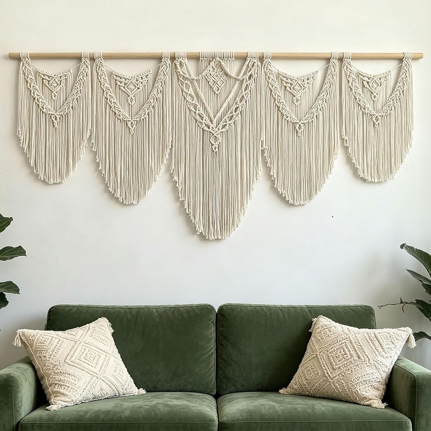 Oversized Beige Fringe Macrame Wall Hanging