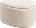 Beige Linen Triangle Storage Ottoman