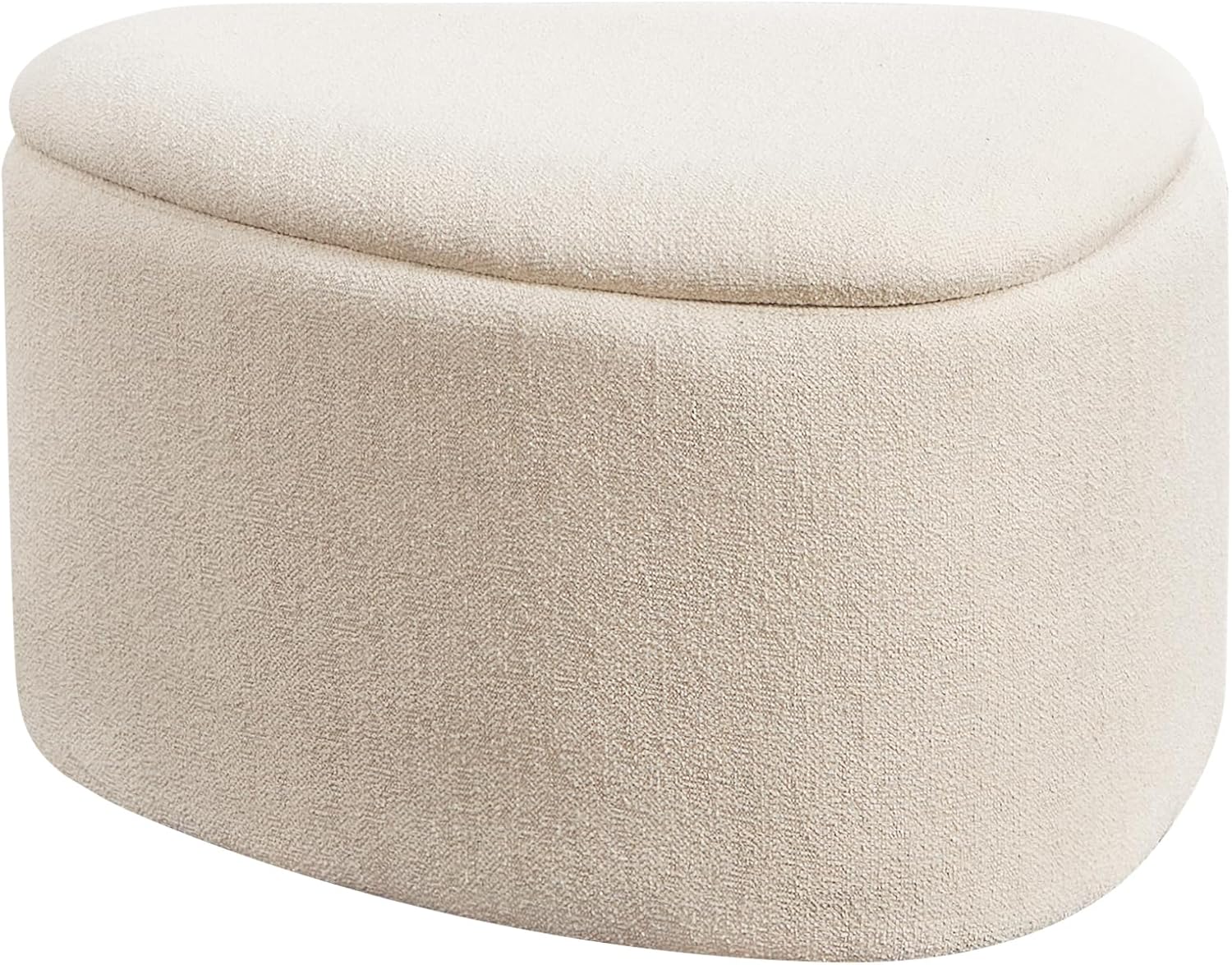 Beige Linen Triangle Storage Ottoman