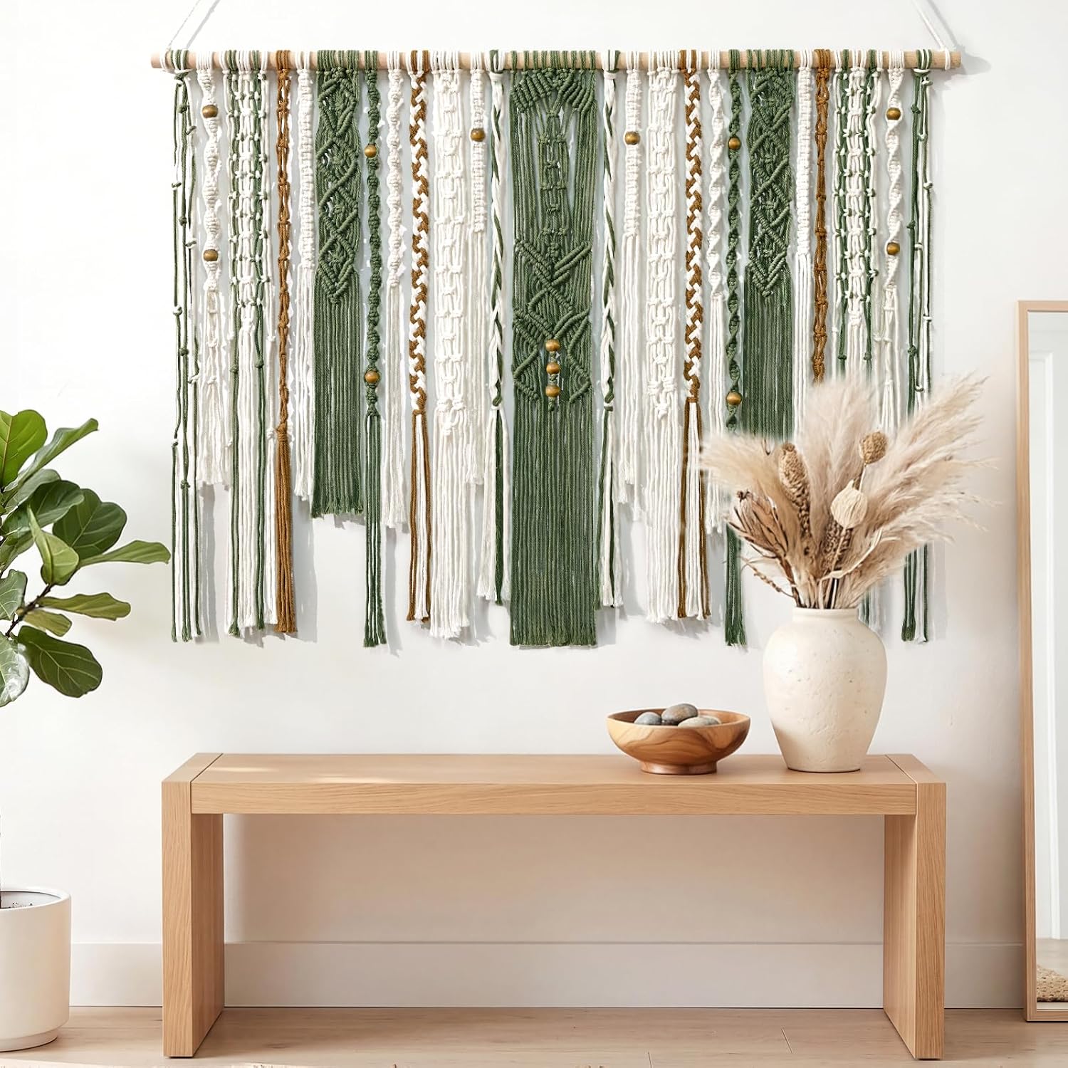Dark Green Large Boho Macrame Wall Hanging