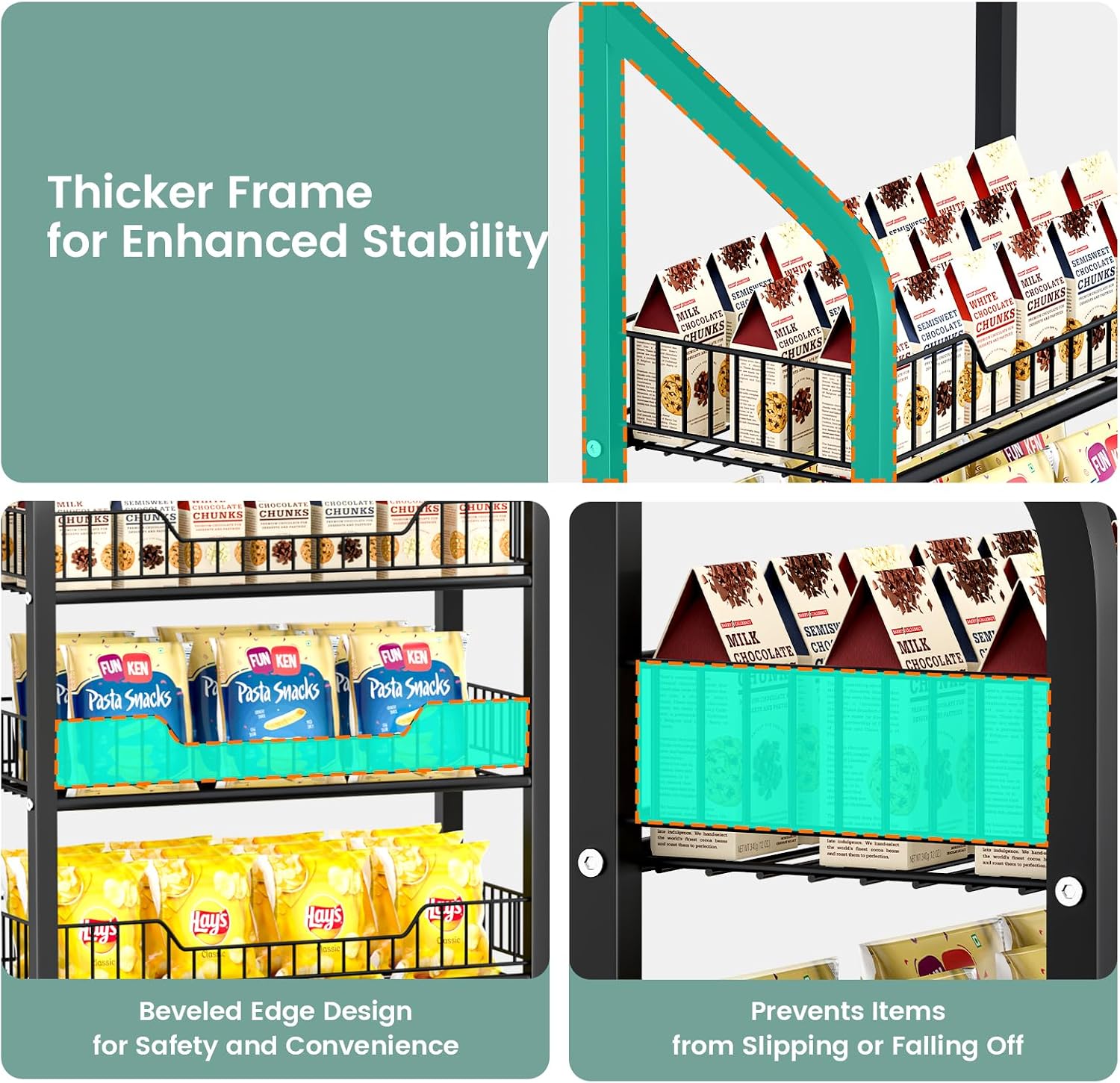 Black Rolling 5-Tier Snack Display Rack