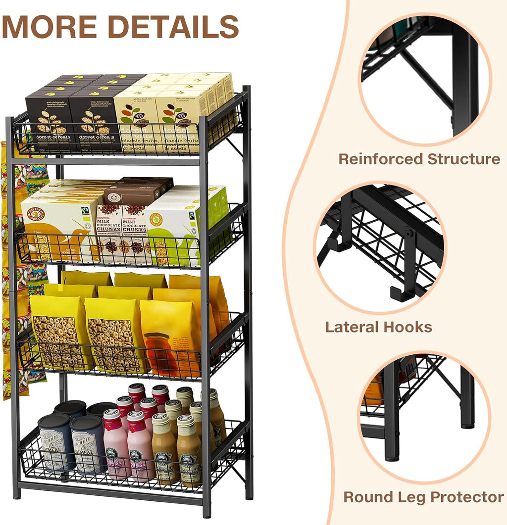 4-Tier Metal Snack Display Rack