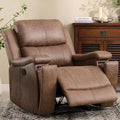 Nut Brown Classic Manual Leather Recliner Chair