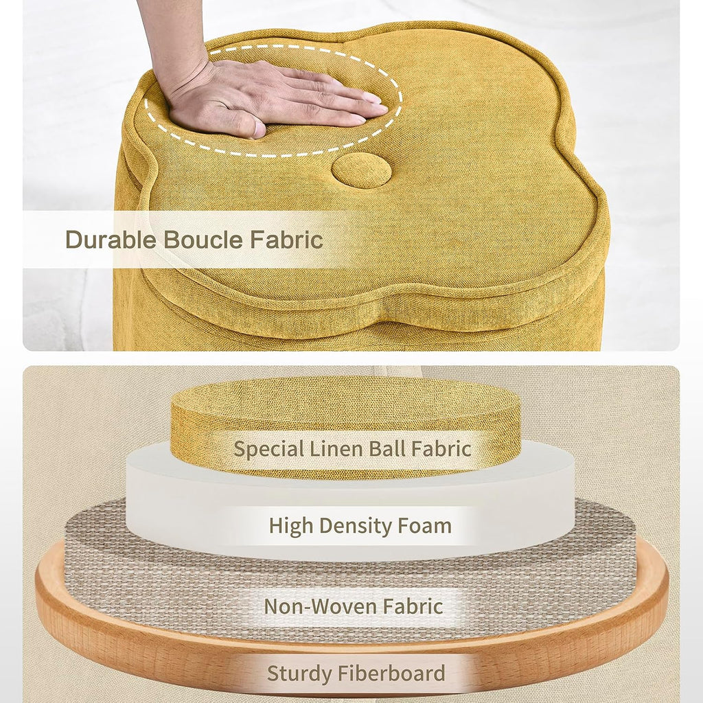 Spice Yellow Chenille Storage Ottoman