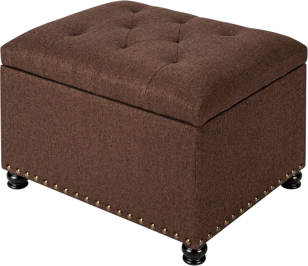 Coffee Brown Tufted Storage Ottoman