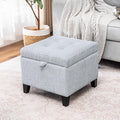 Ice Grey Linen Storage Ottoman