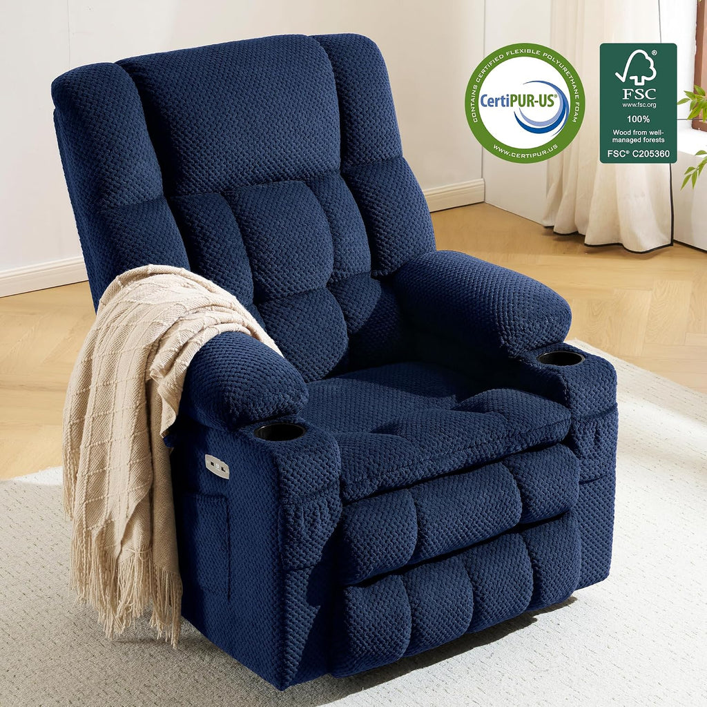 Blue Dual Motor Lift Massage Recliner