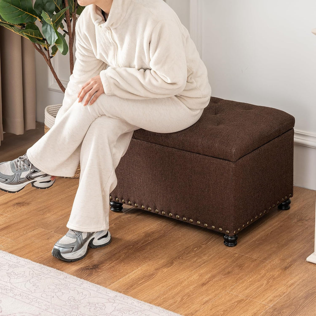 Coffee Brown Tufted Storage Ottoman