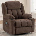 Cocoa Fabric Swivel Rocker Massage Heat Recliner Chair