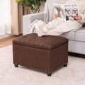 Coffee Brown Tufted Storage Ottoman