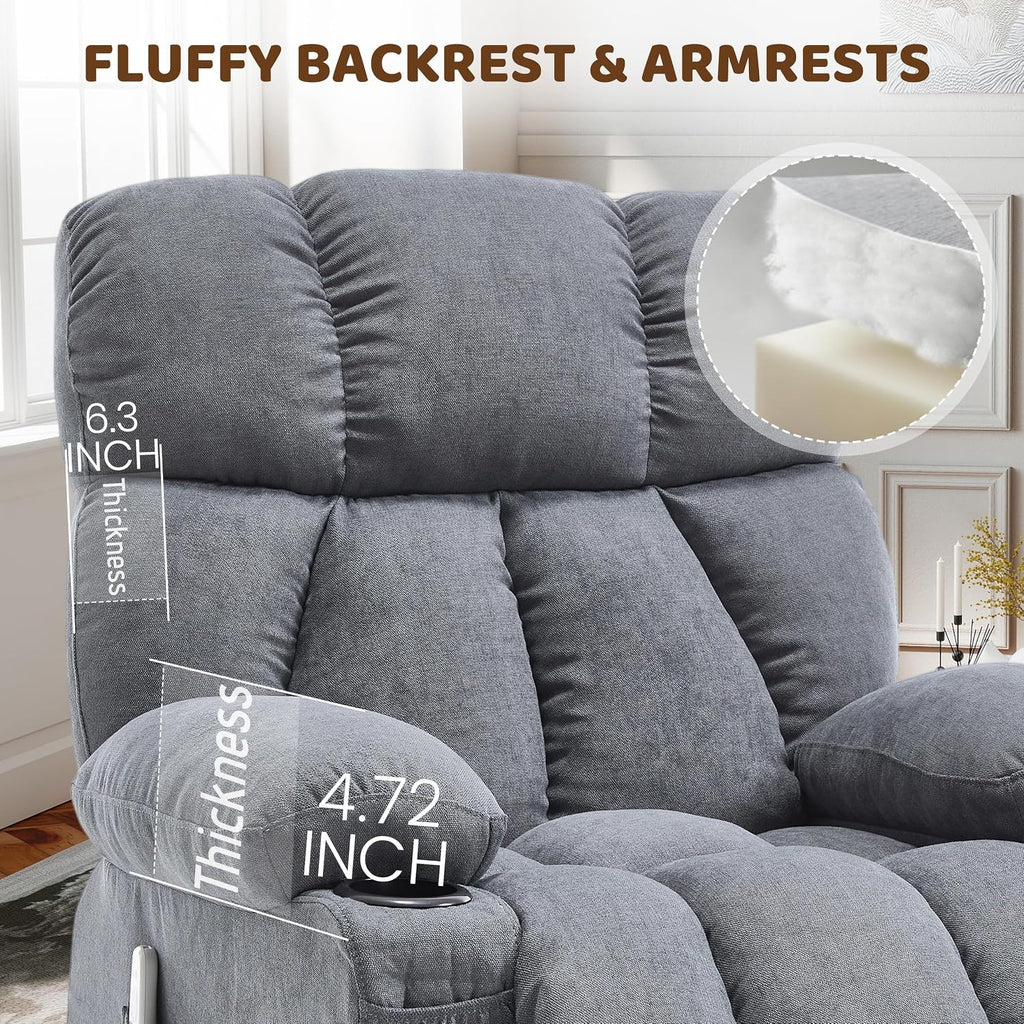 Grey Massage Rocker Recliner Chair