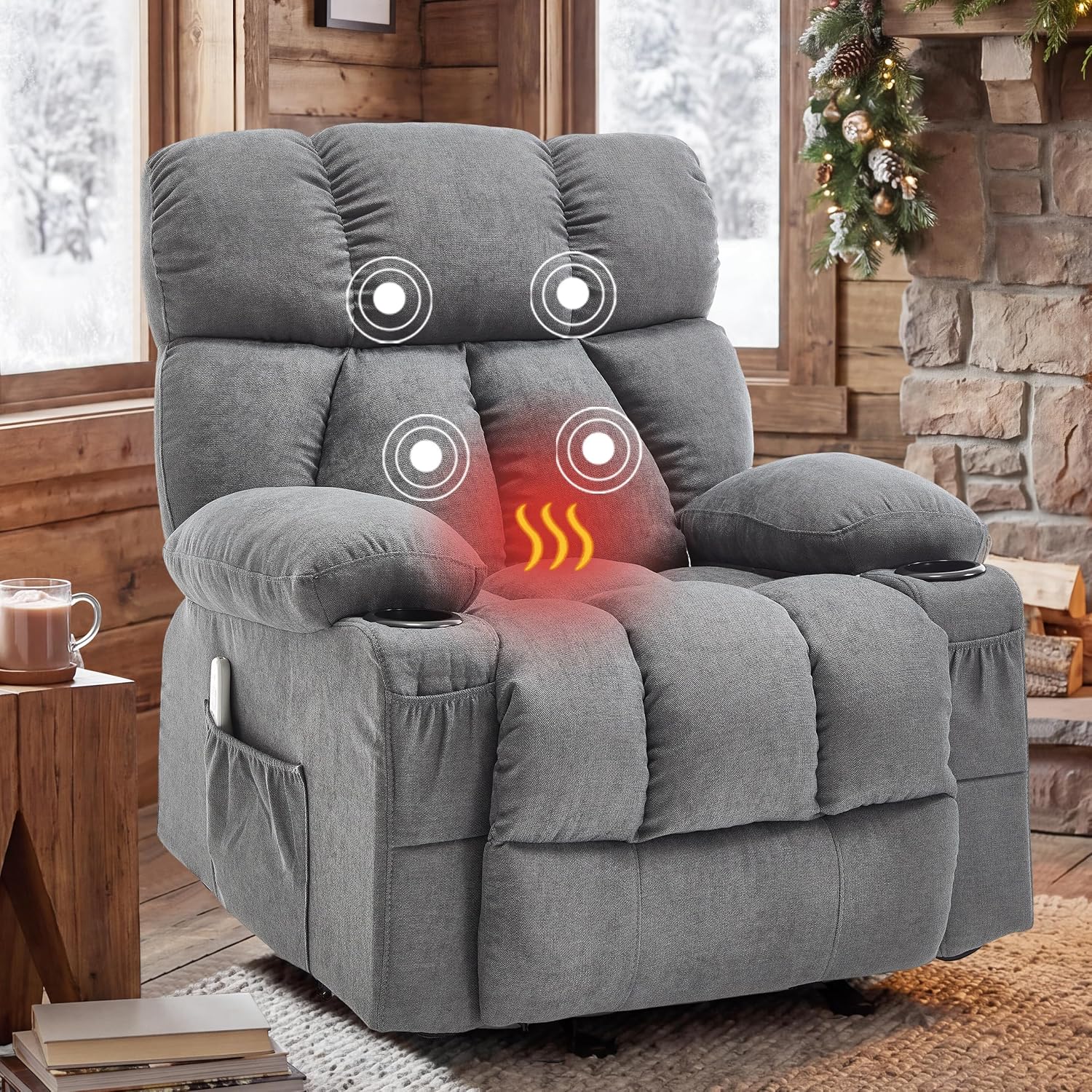 Grey Massage Rocker Recliner Chair