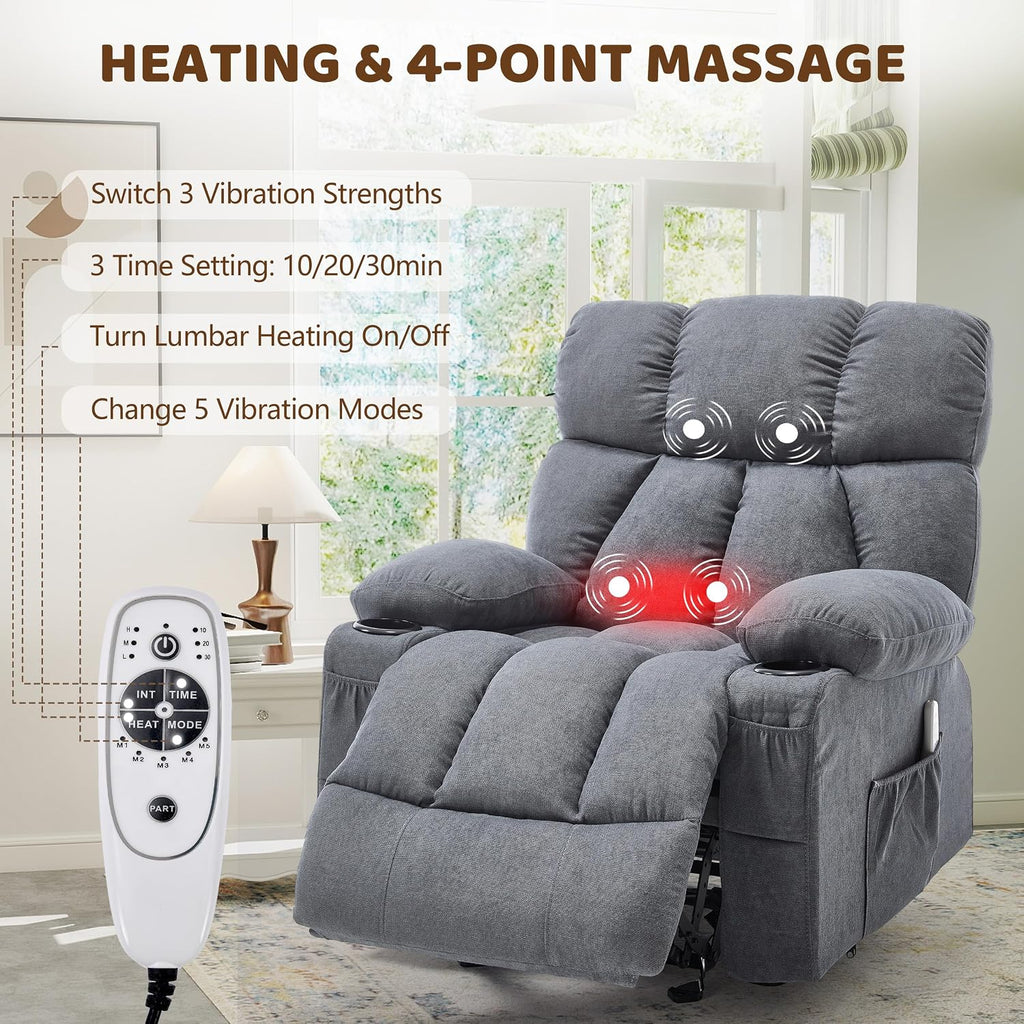 Grey Massage Rocker Recliner Chair